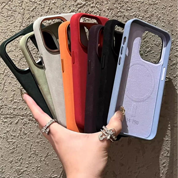 Funda Magnética de Cuero para Celular con Protección Anticaídas