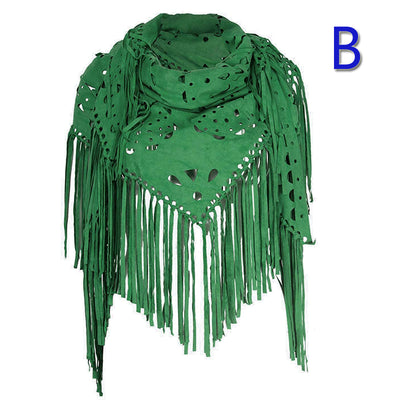 Capa Poncho de Gamuza Elástica con Flecos Versátil - Image 3