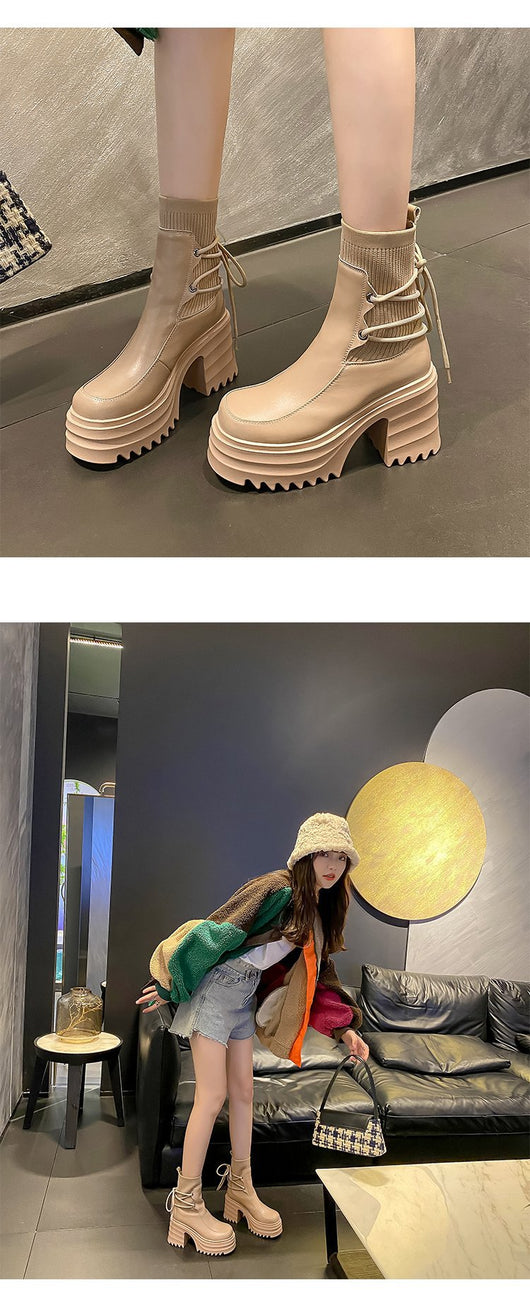 Botas Martin Estilo Británico con Suela Gruesa y Tejido para Mujer - Image 20