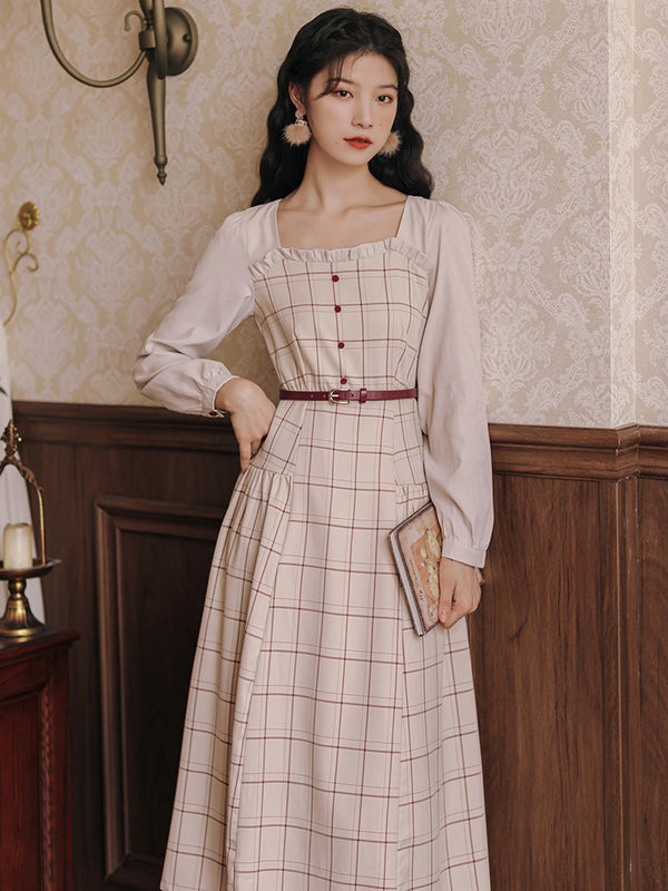 Vestido Retro a Cuadros para Otoño e Invierno
