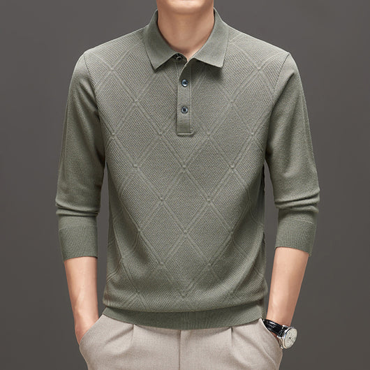 Suéter Tipo Polo de Cuello Alto Manga Larga para Hombre - Image 4
