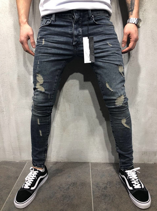 Pantalones Vaqueros Biker Slim Fit con Roturas - Talla Grande Elásticos - Image 5