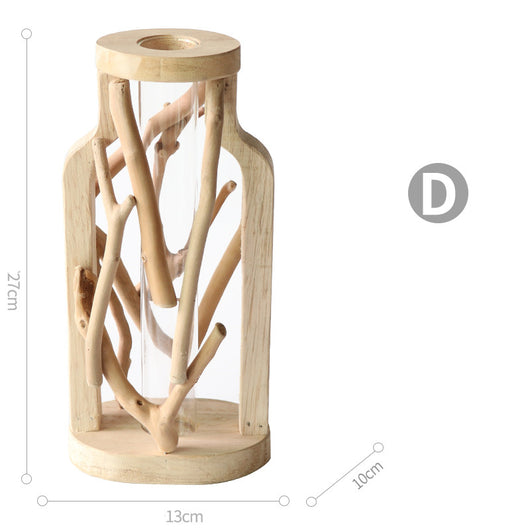 Jarrón de Madera Maciza Artesanal con Diseño Decorativo para Flores y Plantas Hidropónicas - Image 14