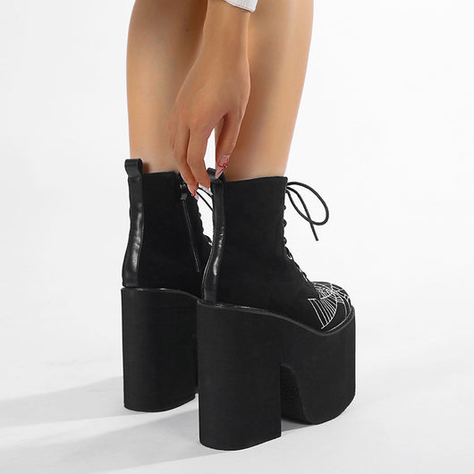 Botas Dr Martens Gothic Ultra Altas con Suela Gruesa y Diseño de Telaraña - Image 4