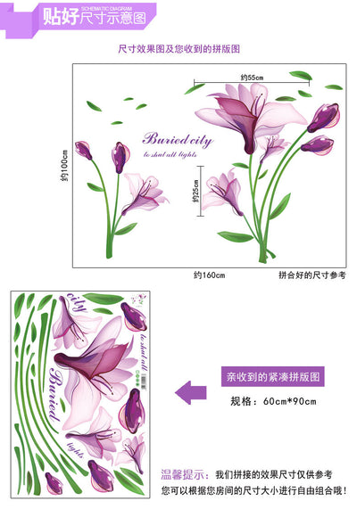 Vinilo Decorativo Flor Púrpura Autoadhesivo Romántico para TV - Image 7