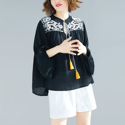 Blusa Oversized Suelta con Borlas y Bordados para Mujer - Image 6