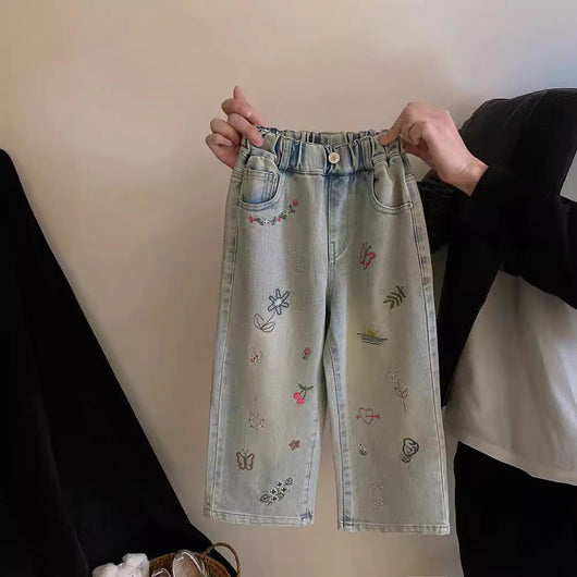 Jeans Rectos Personalizados con Bordado para Niñas - Image 6