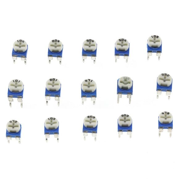 Set de Resistores Ajustables Azul y Blanco 6mm en Caja Clasificadora