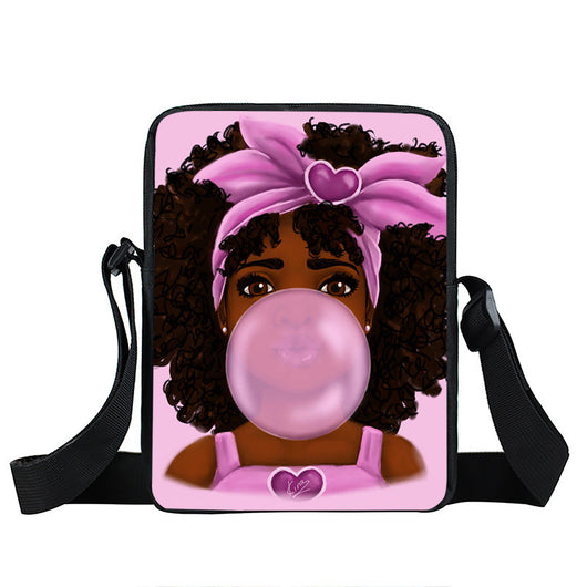 Bolso Diagonal con Diseño de Niña Afro - Negro - Image 17