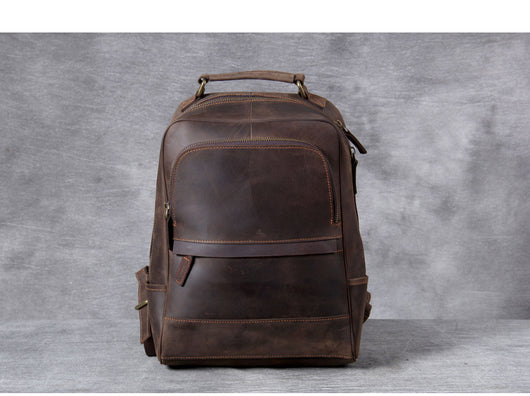 Mochila de Cuero Crazy Horse Estilo Retro para Hombre - Image 13