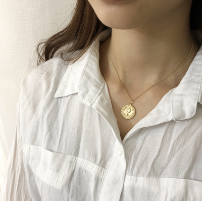 Collar Colgante de Moneda Redonda en Plata de Ley 925 Estilo Vintage - Image 5