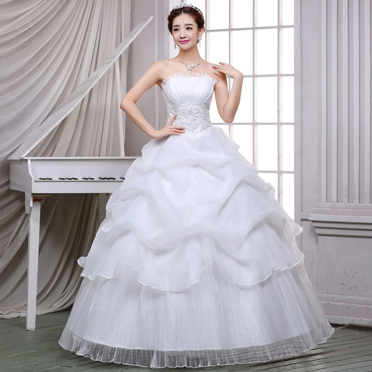 Vestido de Novia Elegante con Encaje y Sujetador Incorporado - Estilo Coreano Moderno