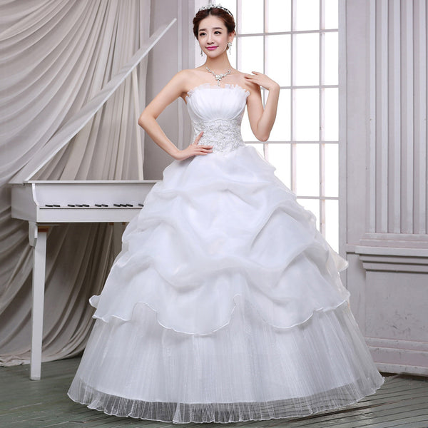 Vestido de Novia Elegante con Encaje y Sujetador Incorporado - Estilo Coreano Moderno