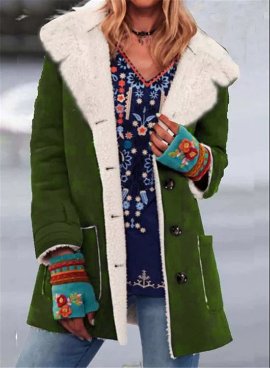 Chaqueta de Felpa Midi con Solapas y Bolsillos Parche - Image 12