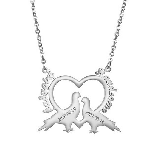 Collar de Pareja en Acero Inoxidable Europeo - Diseño Personalizado de Aves del Amor - Image 14