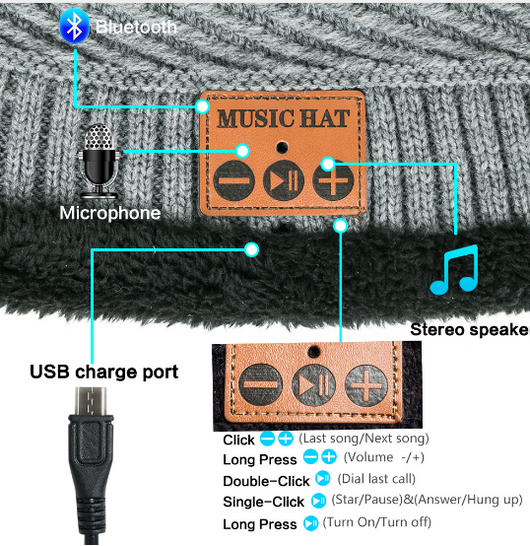 Gorro Tejido Bluetooth con Forro Polar - Conectividad Inteligente - Image 3