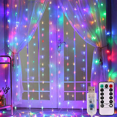 Cortina de Luces LED USB con Control Remoto para Ventanas - Decoración Navideña - Image 8