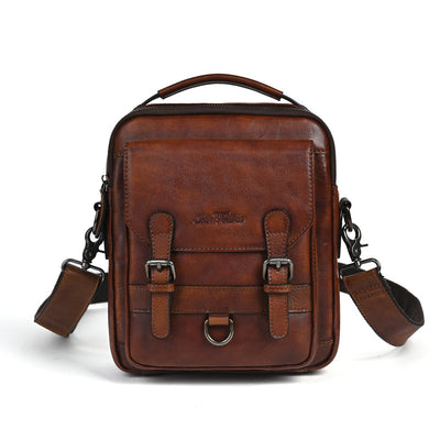 Bolsa Bandolera de Cuero Genuino Estilo Retro para Hombre - Image 5