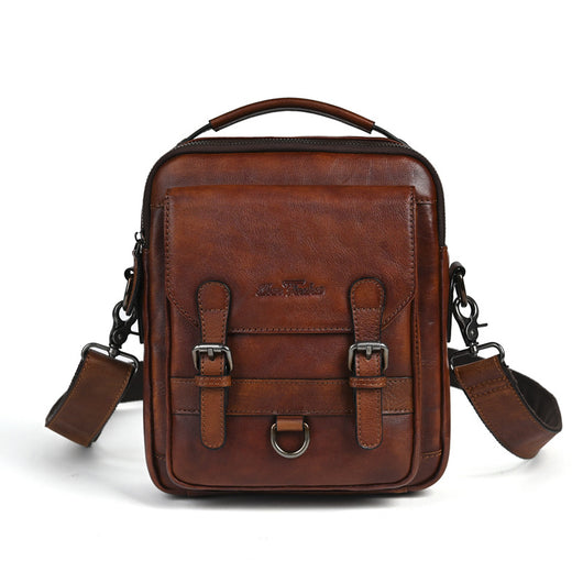 Bolsa Bandolera de Cuero Genuino Estilo Retro para Hombre - Image 5