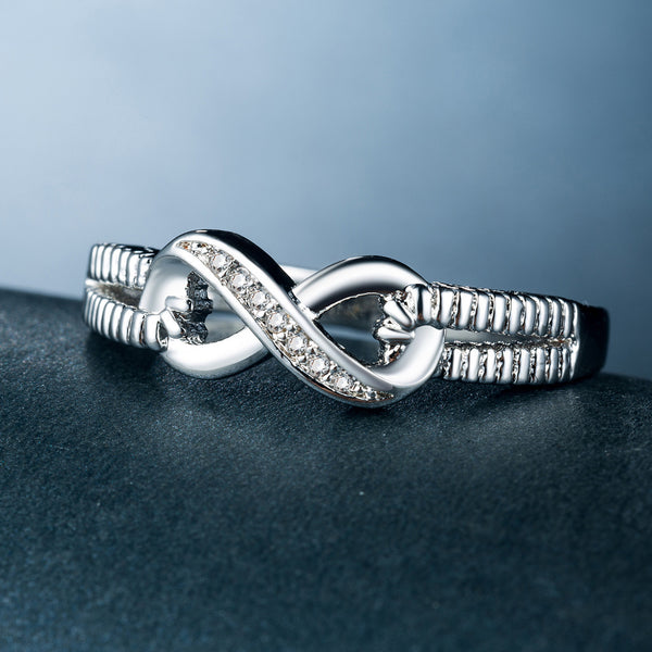 Anillo de Boda para Mujer Chapado en Oro Blanco con Circonita