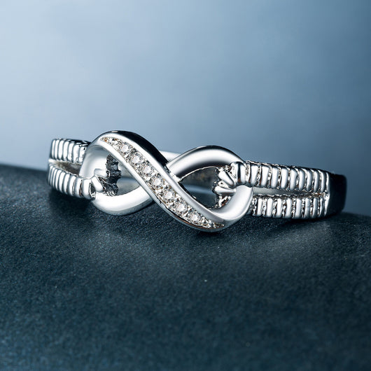 Anillo de Boda para Mujer Chapado en Oro Blanco con Circonita - Image 2