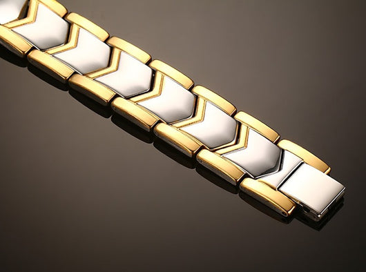 Pulsera Magnética Dorada de Doble Hilera - Image 3