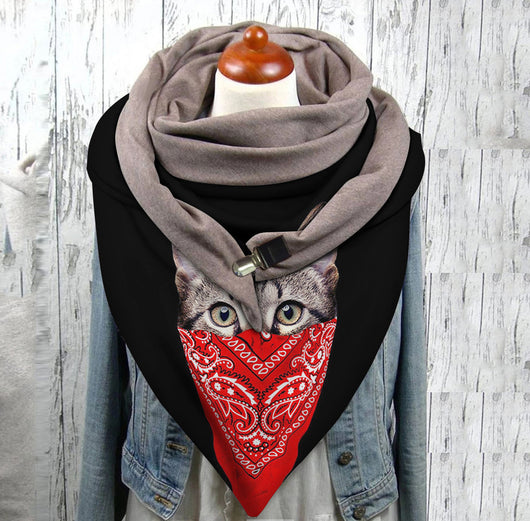 Pañuelo Estampado Gato Moda Europea y Americana - Image 5