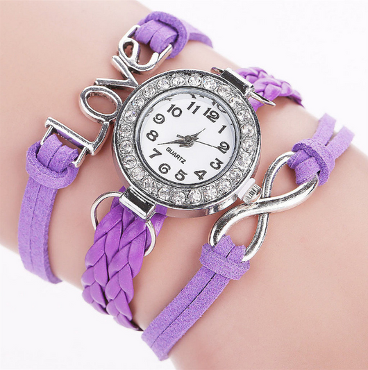 Reloj Pulsera de Diamantes con Correa de Terciopelo Coreano LOVE para Mujer - Image 4