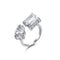 Sterling Plateado Luxury High Carbon Diamond Ring DY120188SWWH One Tamaño