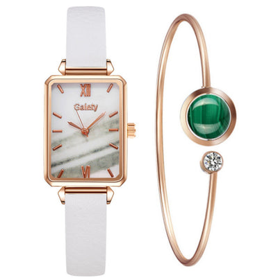 Reloj Cuadrado para Mujer Verde Malaquita con Temperamento Retro - Image 5