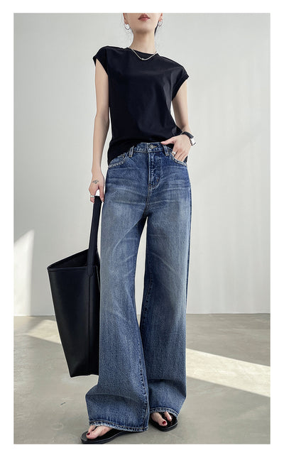Jeans Azul Claro Cintura Alta Pierna Ancha Mujer Corte Recto - Image 18