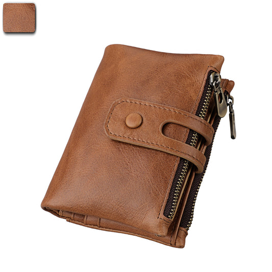 Billetera de Cuero Genuino con Protección RFID y Bloqueo Antirrobo