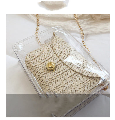 Bolsa Transparente Verano Tejida con Cadena - Diseño Fairy Chic - Image 5