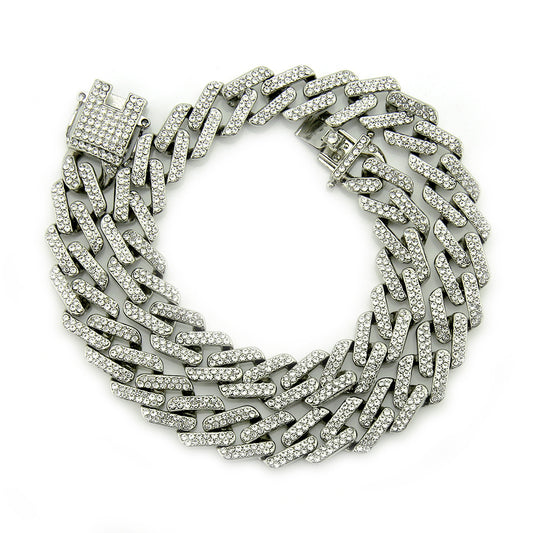 Collar Cadena Cubana Cuadrada con Diamantes Geométricos para Hombre - Image 2