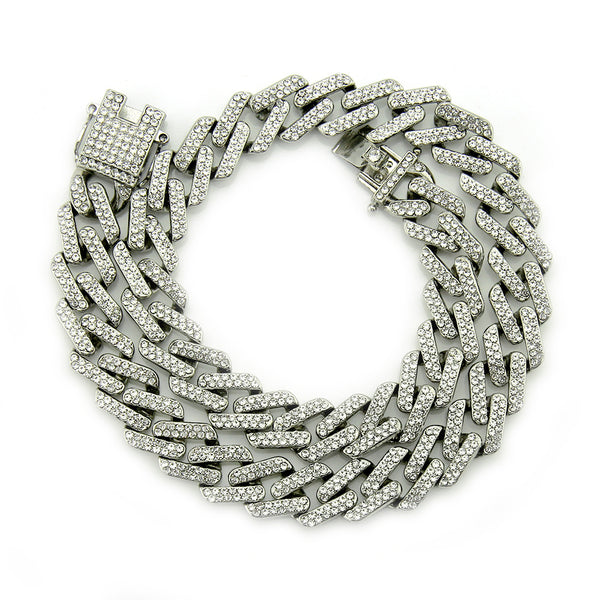 Collar Cadena Cubana Cuadrada con Diamantes Geométricos para Hombre