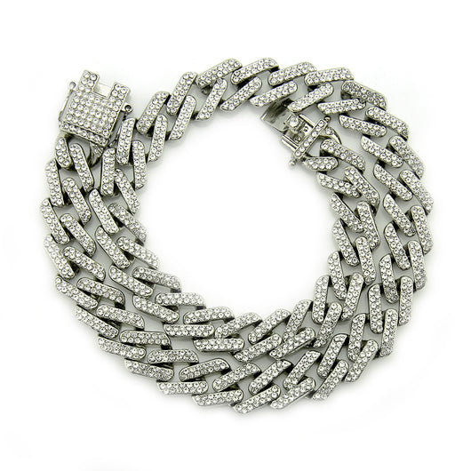 Collar Cadena Cubana Cuadrada con Diamantes Geométricos para Hombre - Image 2