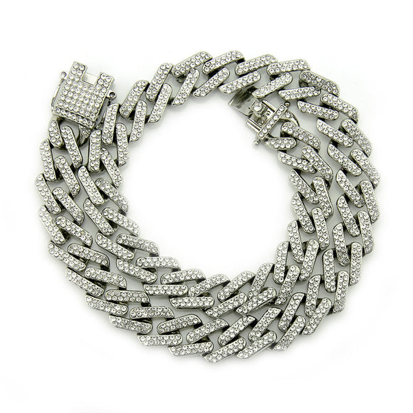Collar Cadena Cubana Cuadrada con Diamantes Geométricos para Hombre