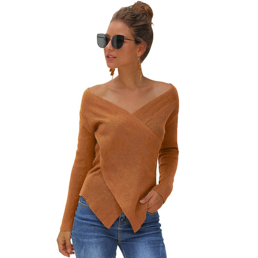 Suéter Escote V Slim Fit Colores Sólidos para Mujer - Image 10