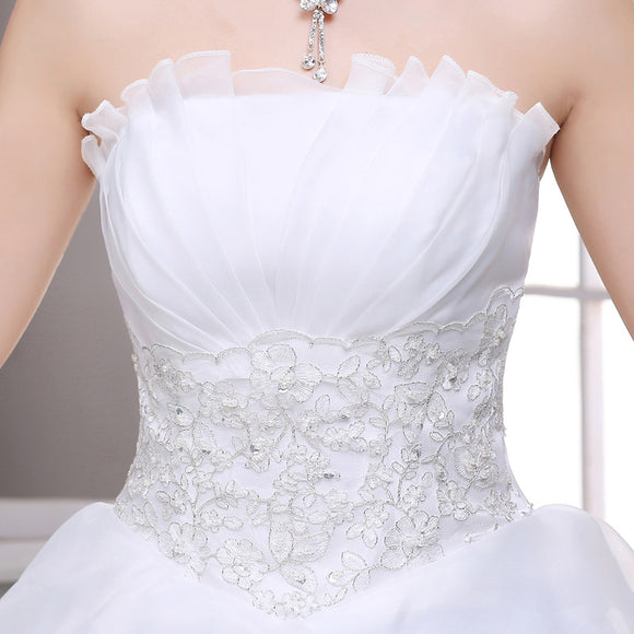Vestido de Novia Elegante con Encaje y Sujetador Incorporado - Estilo Coreano Moderno