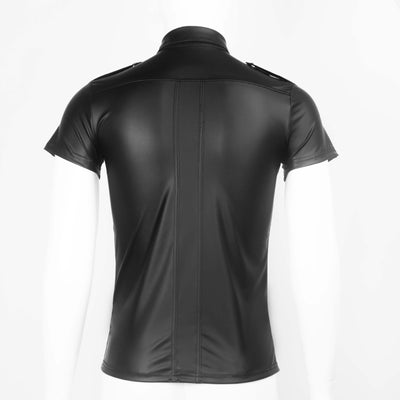 Camisa ajustada de charol con manga corta - Image 12