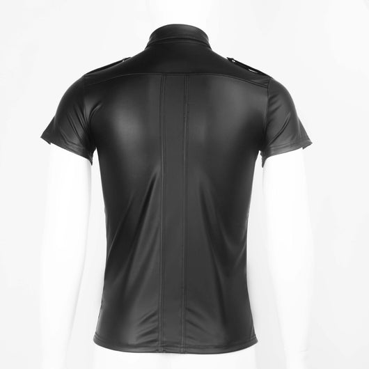 Camisa ajustada de charol con manga corta - Image 12