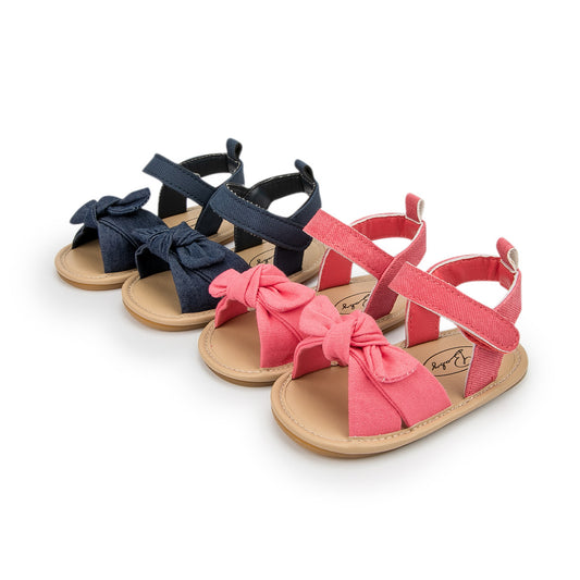 Sandalias de Verano para Bebé con Moño y Suela de Goma