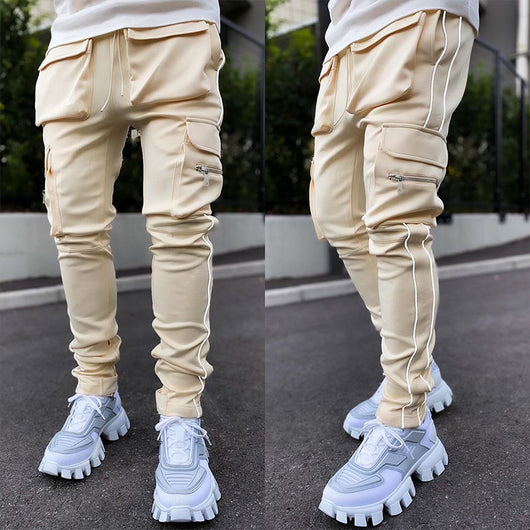 Pantalones de Entrenamiento Reflectantes Holgados y Rectos para Hombre - Image 3