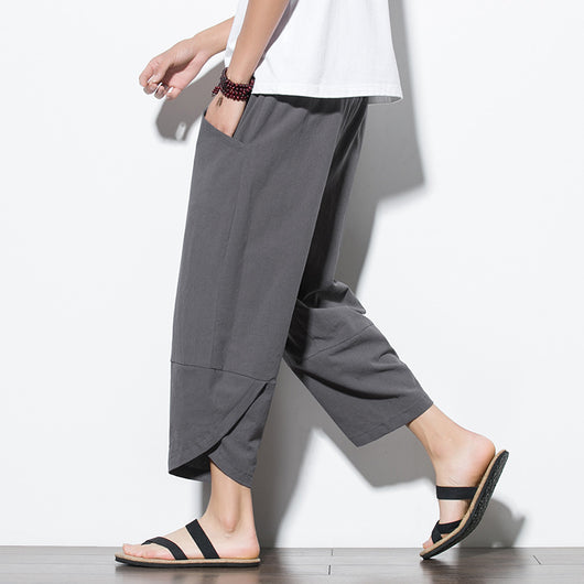 Pantalones Harem Sueltos de Algodón y Lino - Image 5