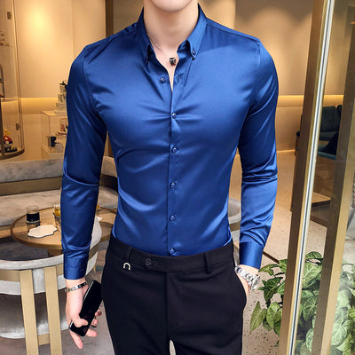 Camisa Casual Británica de Manga Larga para Hombre - Image 12