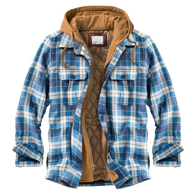 Chaqueta Casual con Capucha y Estampado de Cuadros para Hombre