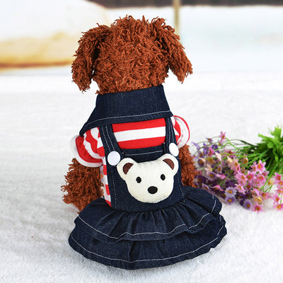 Ropa para Perros con Tirantes Denim - Pantalones a Rayas para Mascotas - Image 5