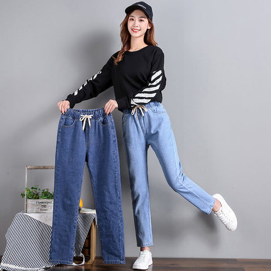 Pantalones Vaqueros Elásticos Cintura Alta con Cordones para Mujer - Image 8