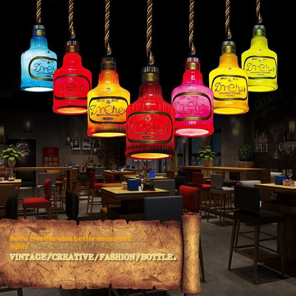 Lámpara Colgante Botella de Vino con Luz LED Creativa