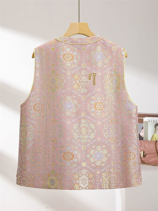 Chaleco Primavera Estilo Chino con Diseño de Peonía en Brocado - Image 8